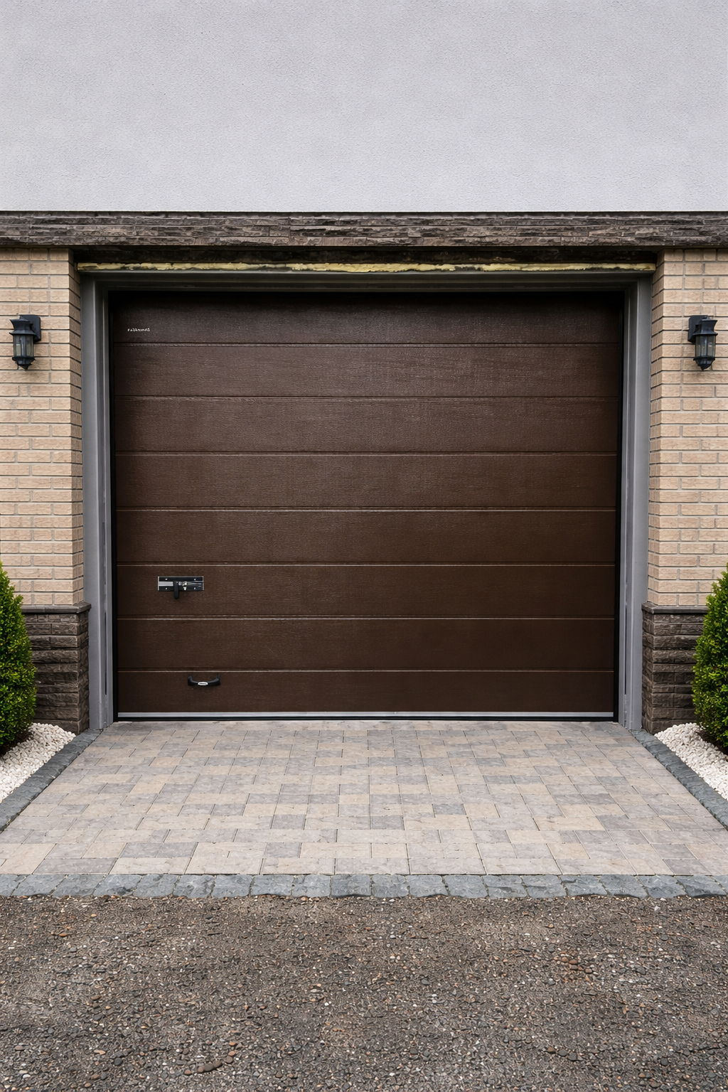 Секционные ворота DoorHan в проеме гаража